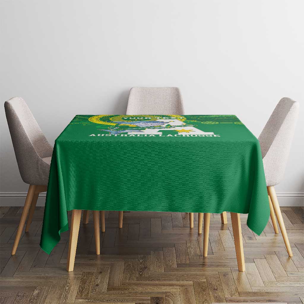 Custom Australia Lacrosse Tablecloth Go Aussie Shark Aboriginal Art