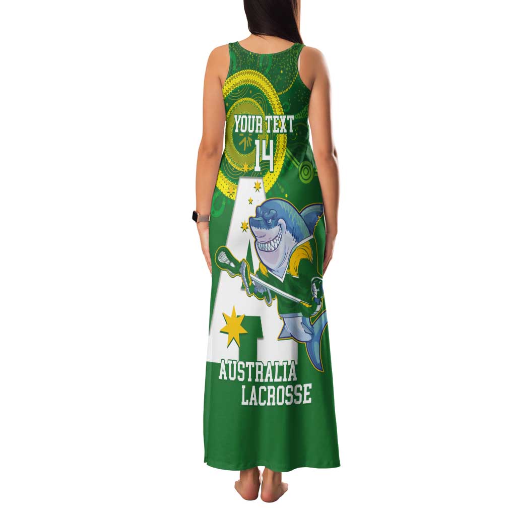 Custom Australia Lacrosse Tank Maxi Dress Go Aussie Shark Aboriginal Art