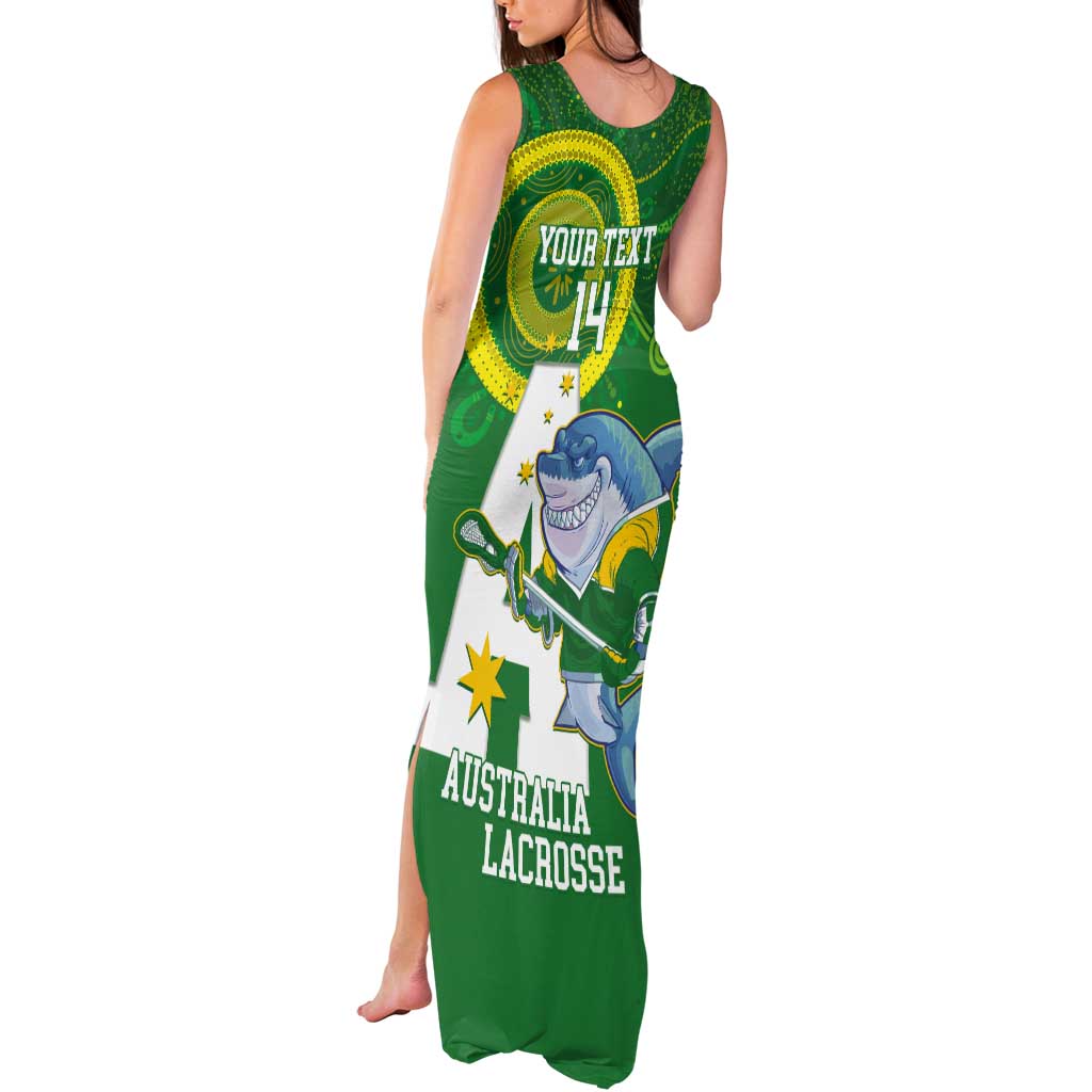 Custom Australia Lacrosse Tank Maxi Dress Go Aussie Shark Aboriginal Art