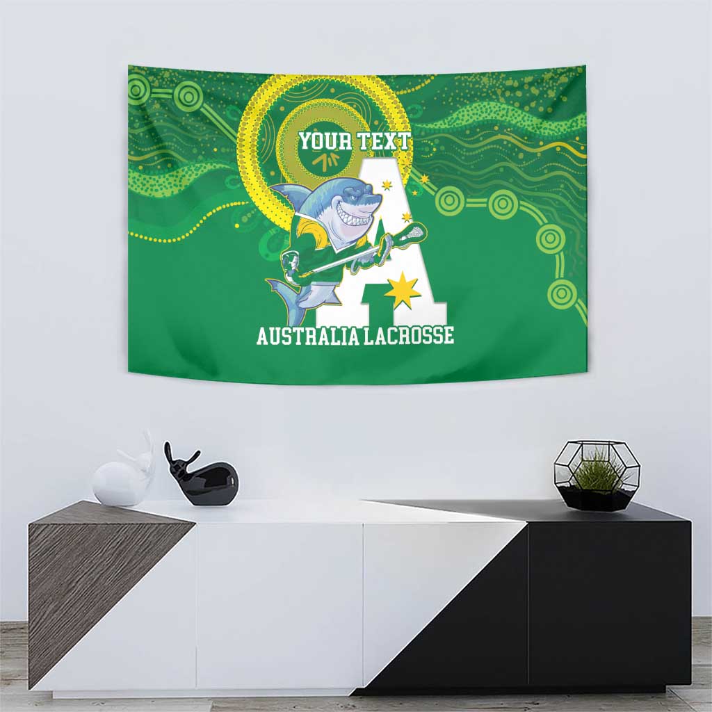 Custom Australia Lacrosse Tapestry Go Aussie Shark Aboriginal Art