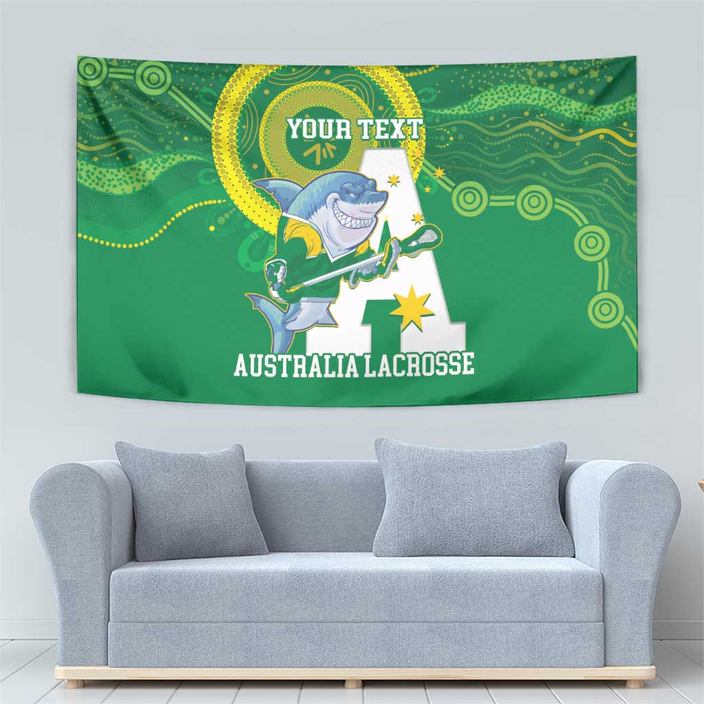 Custom Australia Lacrosse Tapestry Go Aussie Shark Aboriginal Art