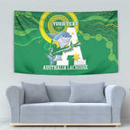 Custom Australia Lacrosse Tapestry Go Aussie Shark Aboriginal Art