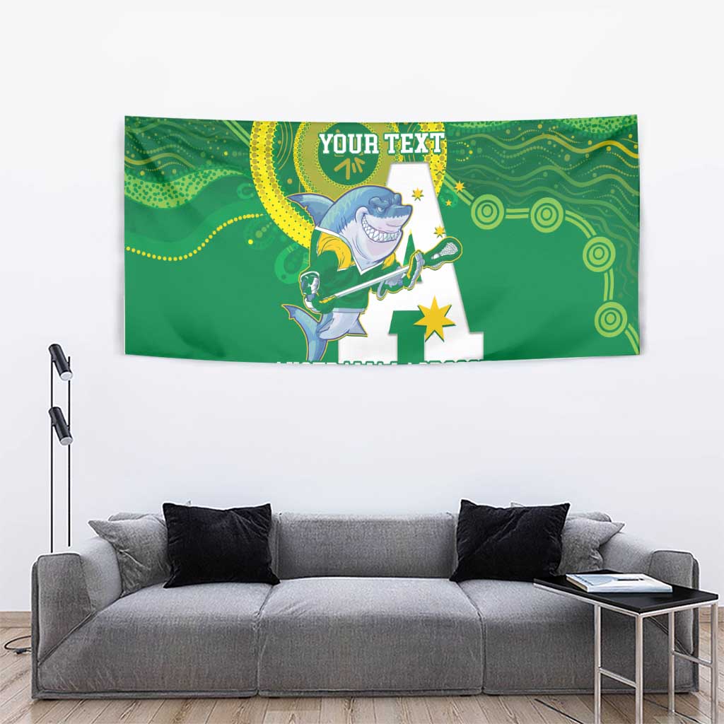 Custom Australia Lacrosse Tapestry Go Aussie Shark Aboriginal Art