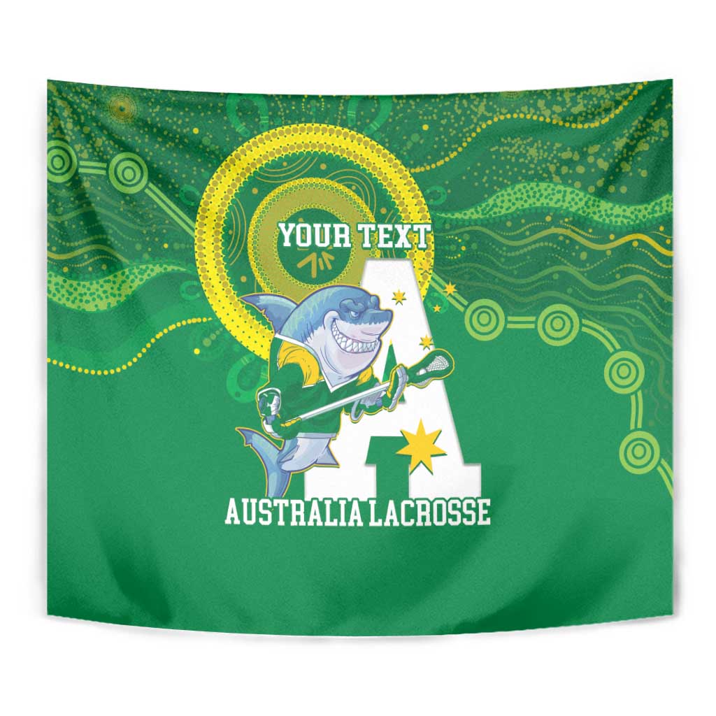 Custom Australia Lacrosse Tapestry Go Aussie Shark Aboriginal Art