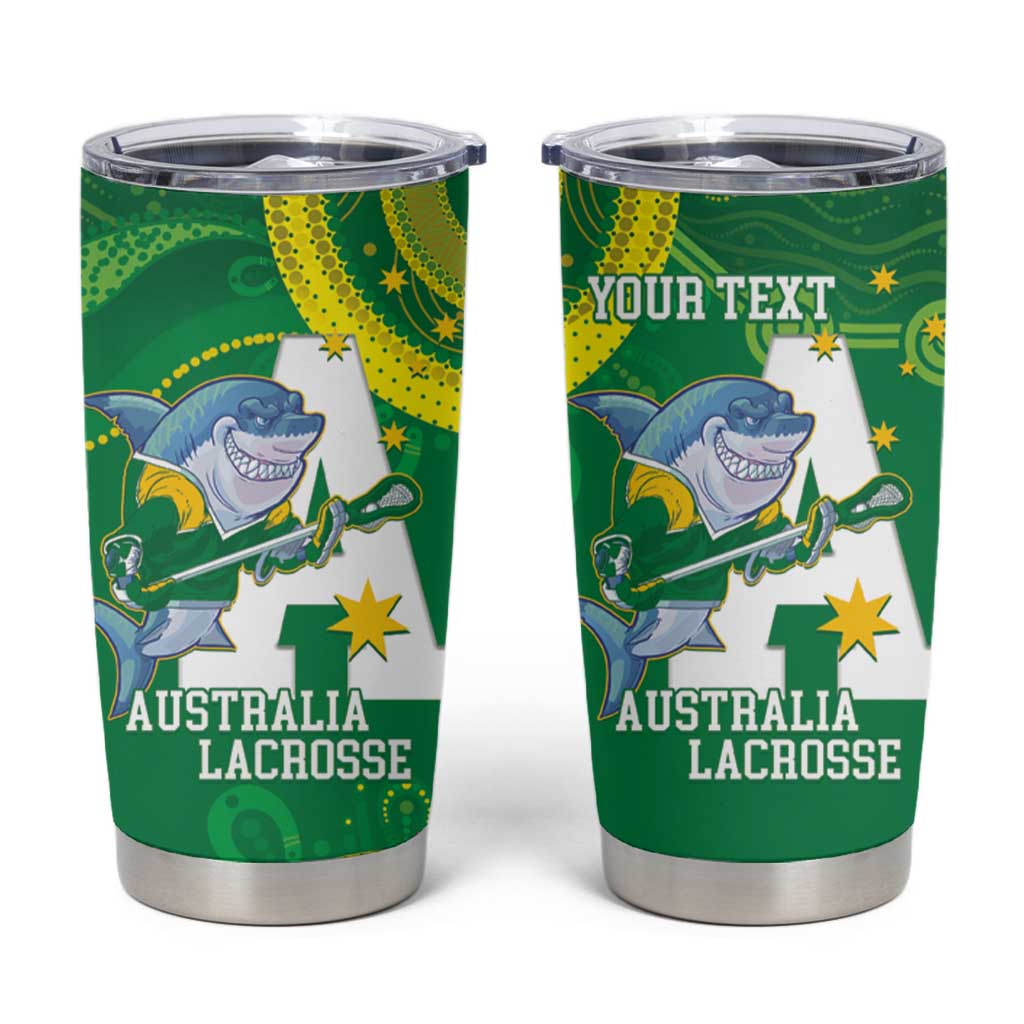Custom Australia Lacrosse Tumbler Cup Go Aussie Shark Aboriginal Art