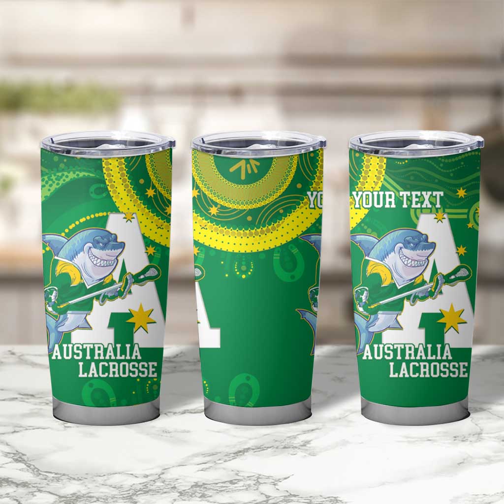 Custom Australia Lacrosse Tumbler Cup Go Aussie Shark Aboriginal Art
