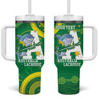 Custom Australia Lacrosse Tumbler With Handle Go Aussie Shark Aboriginal Art