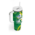 Custom Australia Lacrosse Tumbler With Handle Go Aussie Shark Aboriginal Art