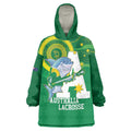 Custom Australia Lacrosse Wearable Blanket Hoodie Go Aussie Shark Aboriginal Art