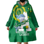 Custom Australia Lacrosse Wearable Blanket Hoodie Go Aussie Shark Aboriginal Art
