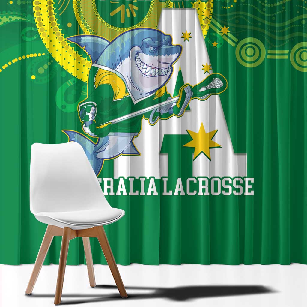 Custom Australia Lacrosse Window Curtain Go Aussie Shark Aboriginal Art