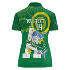 Custom Australia Lacrosse Women Polo Shirt Go Aussie Shark Aboriginal Art
