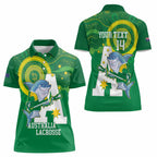 Custom Australia Lacrosse Women Polo Shirt Go Aussie Shark Aboriginal Art