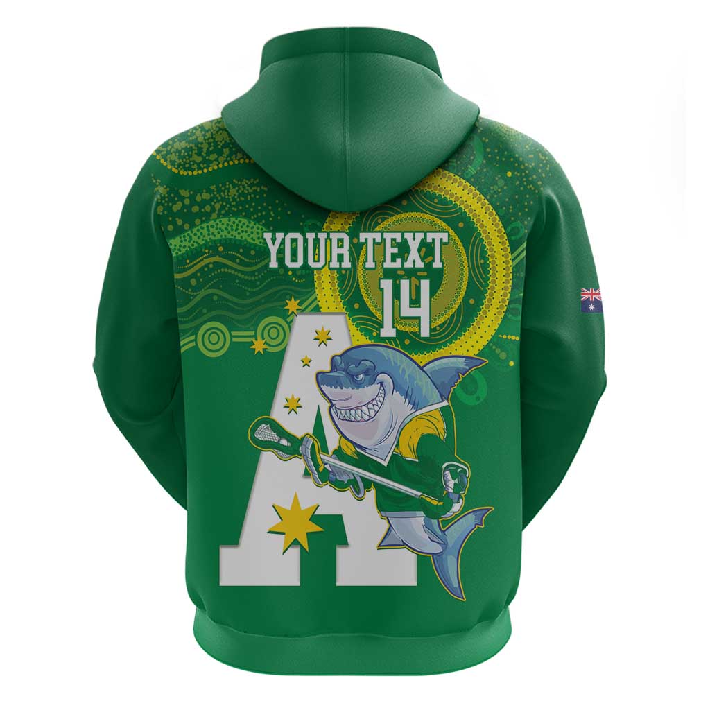 Custom Australia Lacrosse Zip Hoodie Go Aussie Shark Aboriginal Art