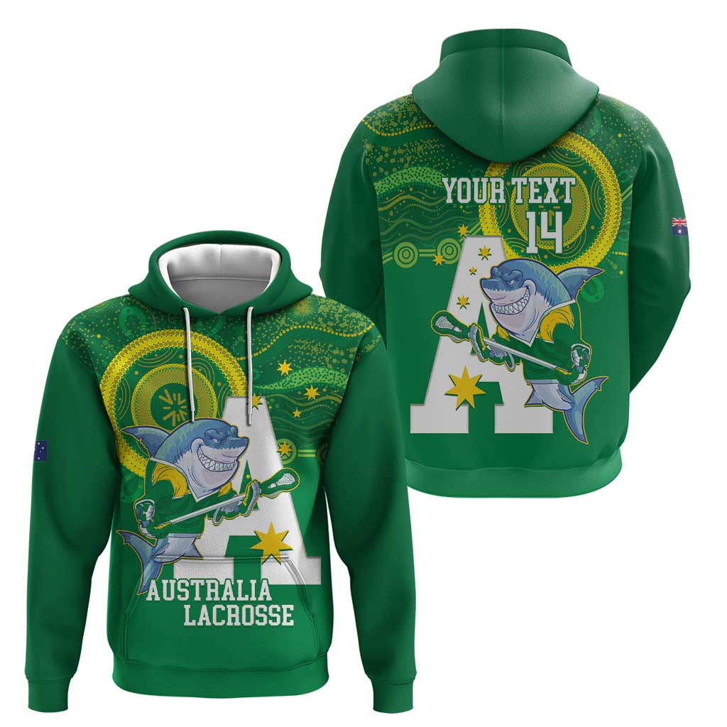 Custom Australia Lacrosse Zip Hoodie Go Aussie Shark Aboriginal Art