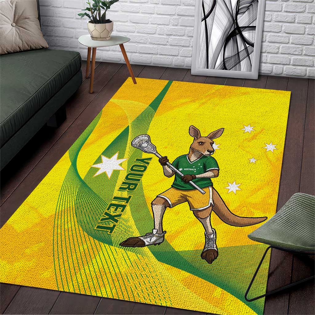 Personalised Australia Lacrosse Area Rug Go Aussie Kangaroo Dynamic Style