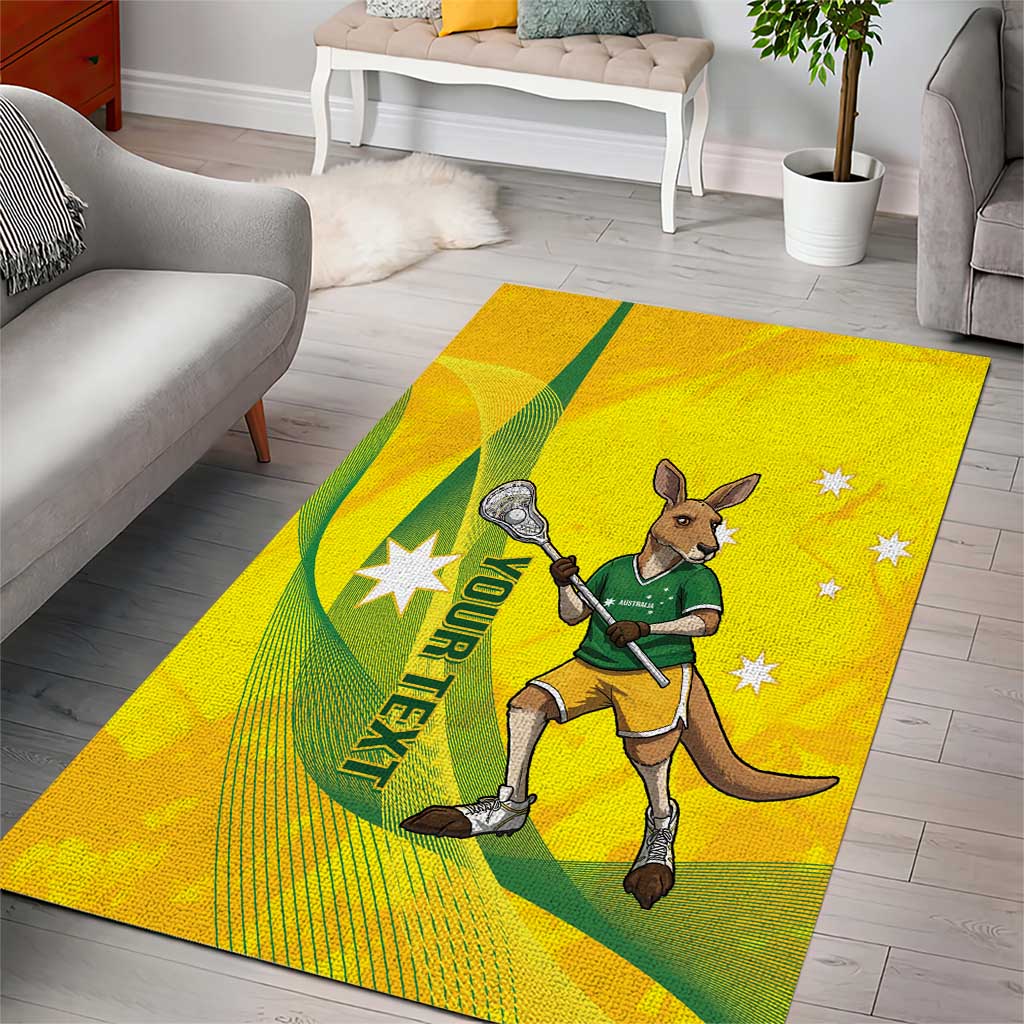 Personalised Australia Lacrosse Area Rug Go Aussie Kangaroo Dynamic Style