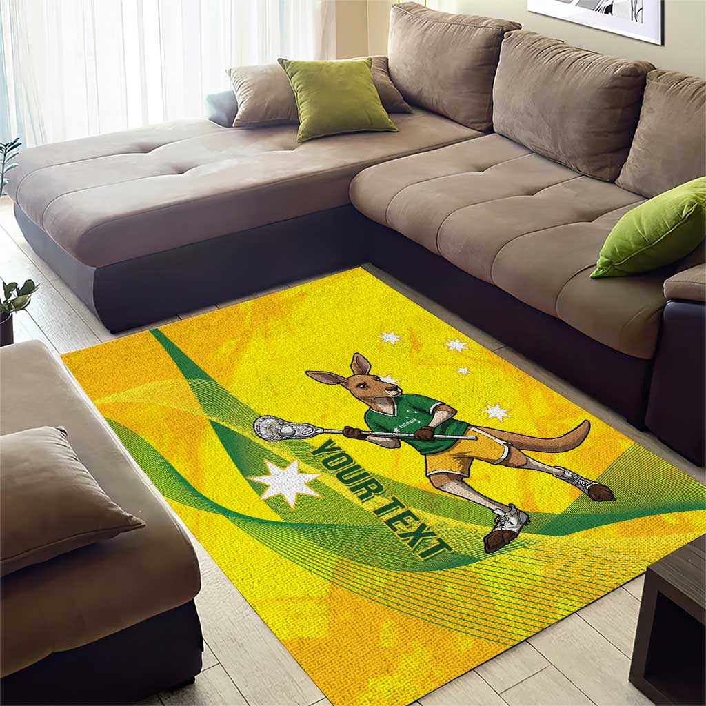 Personalised Australia Lacrosse Area Rug Go Aussie Kangaroo Dynamic Style