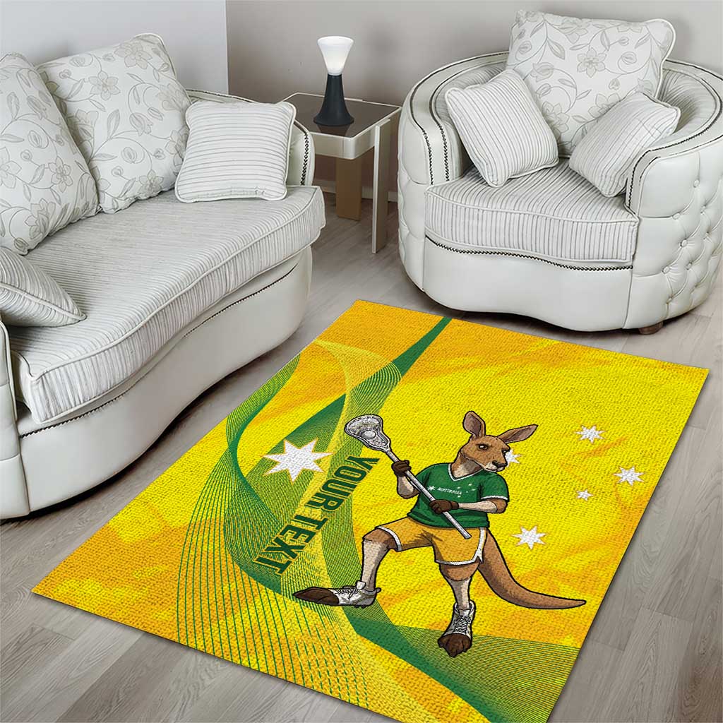 Personalised Australia Lacrosse Area Rug Go Aussie Kangaroo Dynamic Style