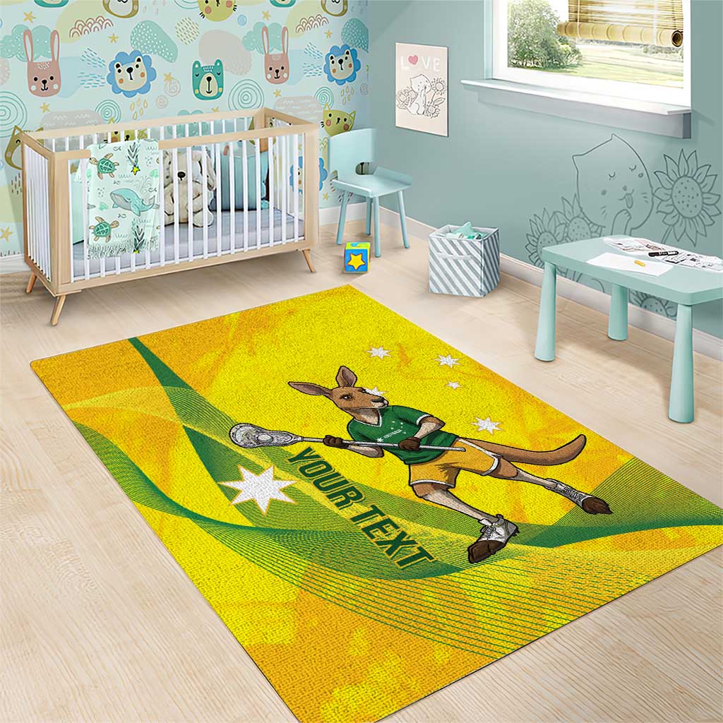 Personalised Australia Lacrosse Area Rug Go Aussie Kangaroo Dynamic Style