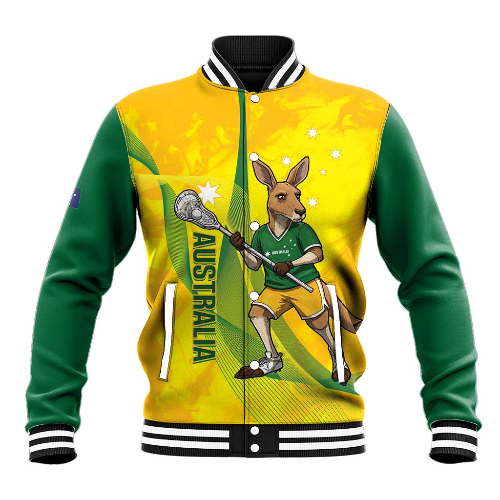 Personalised Australia Lacrosse Baseball Jacket Go Aussie Kangaroo Dynamic Style