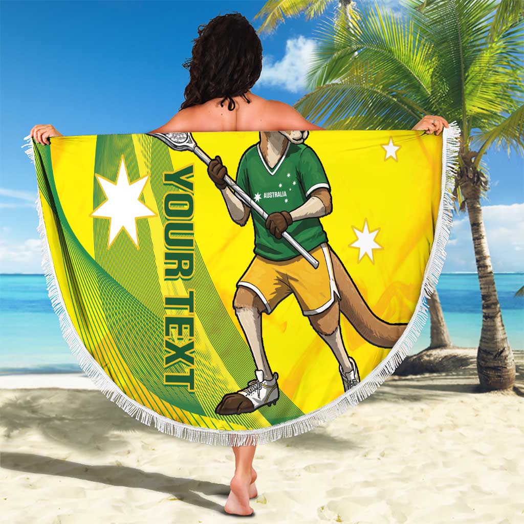 Personalised Australia Lacrosse Beach Blanket Go Aussie Kangaroo Dynamic Style