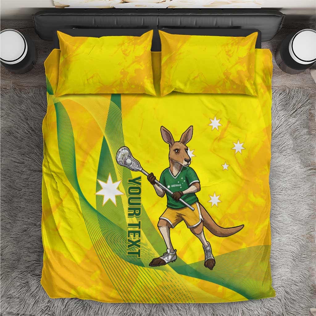 Personalised Australia Lacrosse Bedding Set Go Aussie Kangaroo Dynamic Style