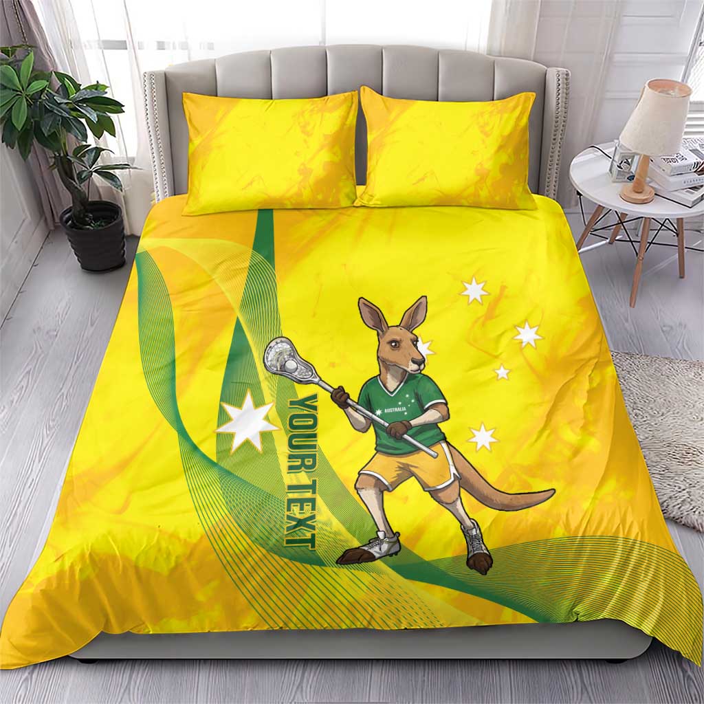 Personalised Australia Lacrosse Bedding Set Go Aussie Kangaroo Dynamic Style