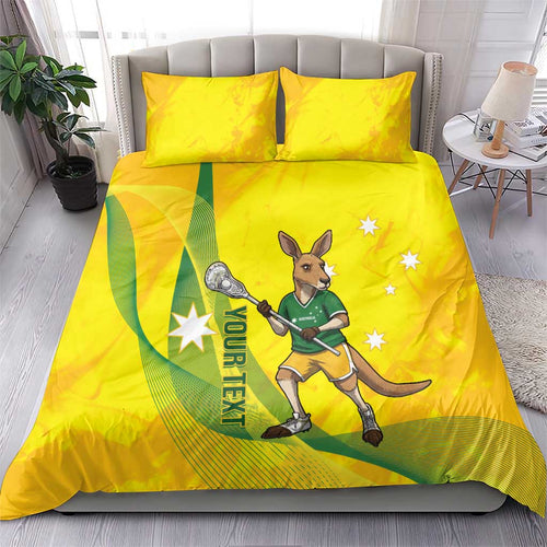 Personalised Australia Lacrosse Bedding Set Go Aussie Kangaroo Dynamic Style