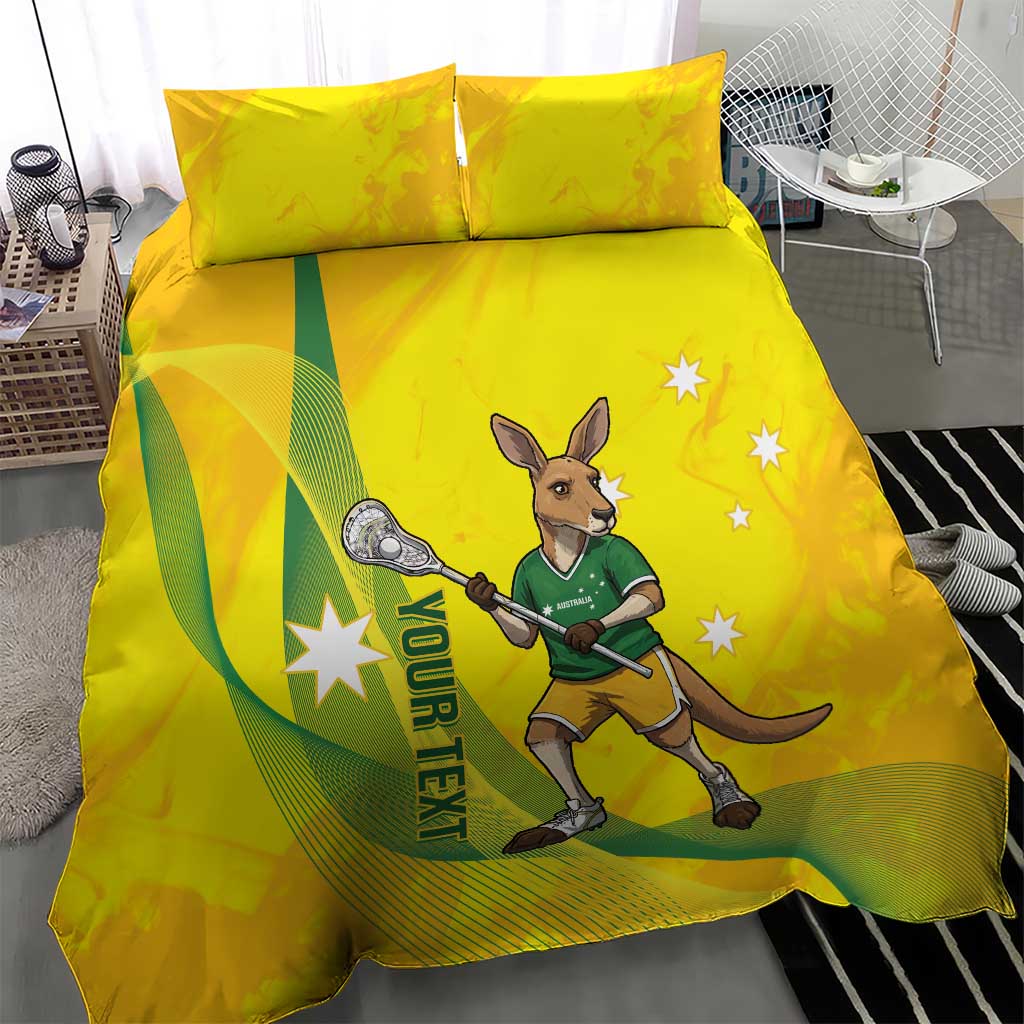Personalised Australia Lacrosse Bedding Set Go Aussie Kangaroo Dynamic Style