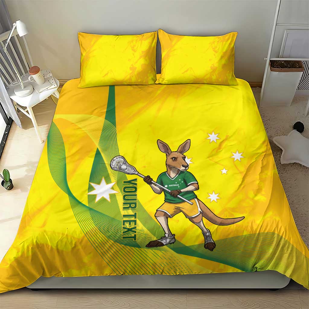 Personalised Australia Lacrosse Bedding Set Go Aussie Kangaroo Dynamic Style