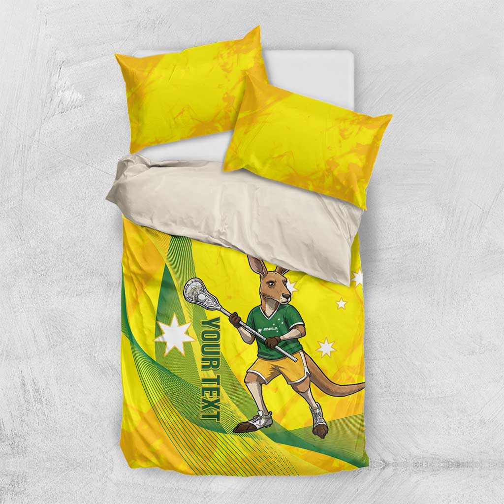 Personalised Australia Lacrosse Bedding Set Go Aussie Kangaroo Dynamic Style
