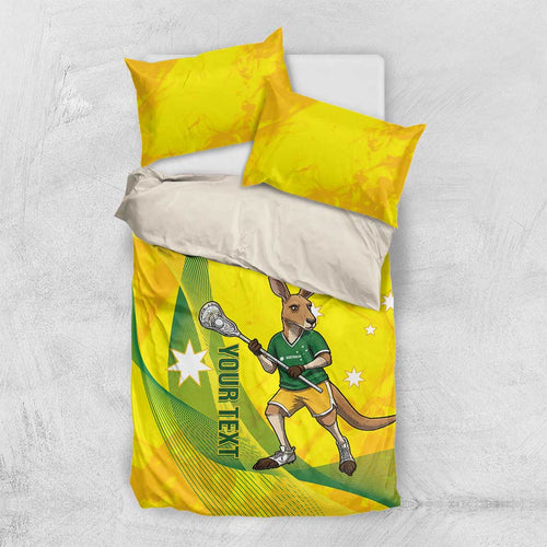 Personalised Australia Lacrosse Bedding Set Go Aussie Kangaroo Dynamic Style