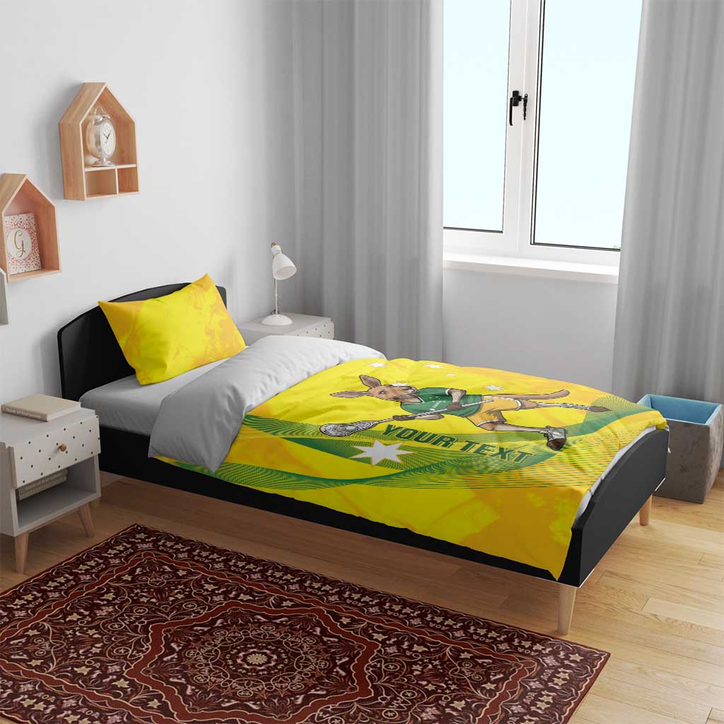 Personalised Australia Lacrosse Bedding Set Go Aussie Kangaroo Dynamic Style