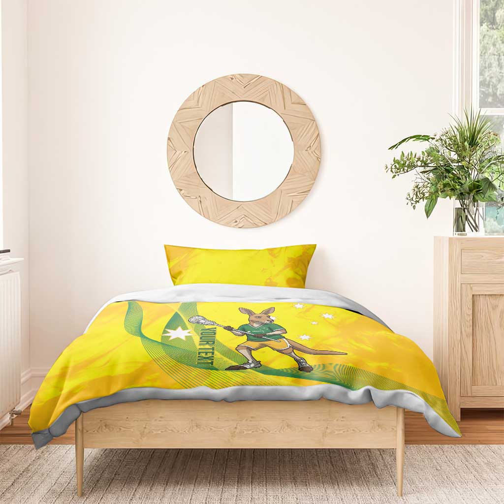 Personalised Australia Lacrosse Bedding Set Go Aussie Kangaroo Dynamic Style