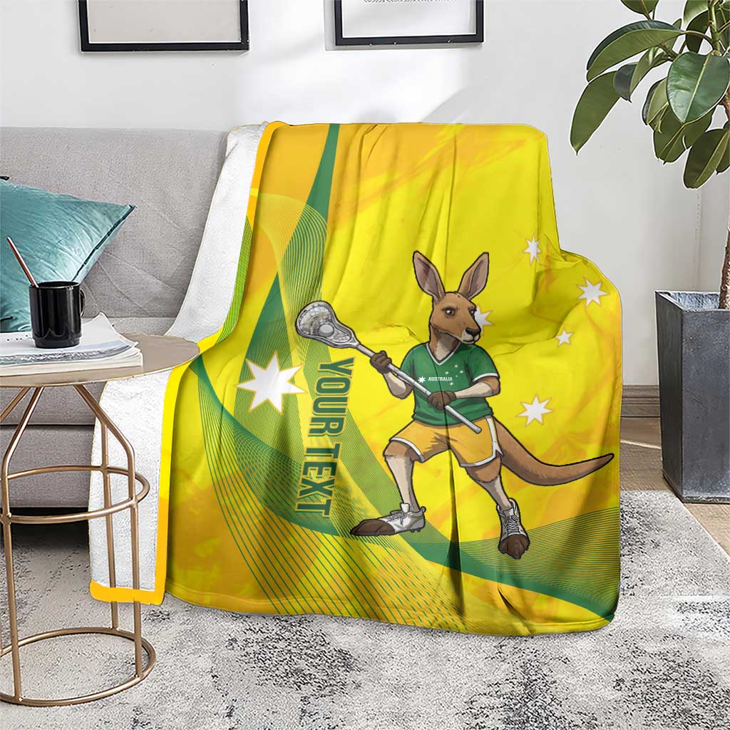 Personalised Australia Lacrosse Blanket Go Aussie Kangaroo Dynamic Style