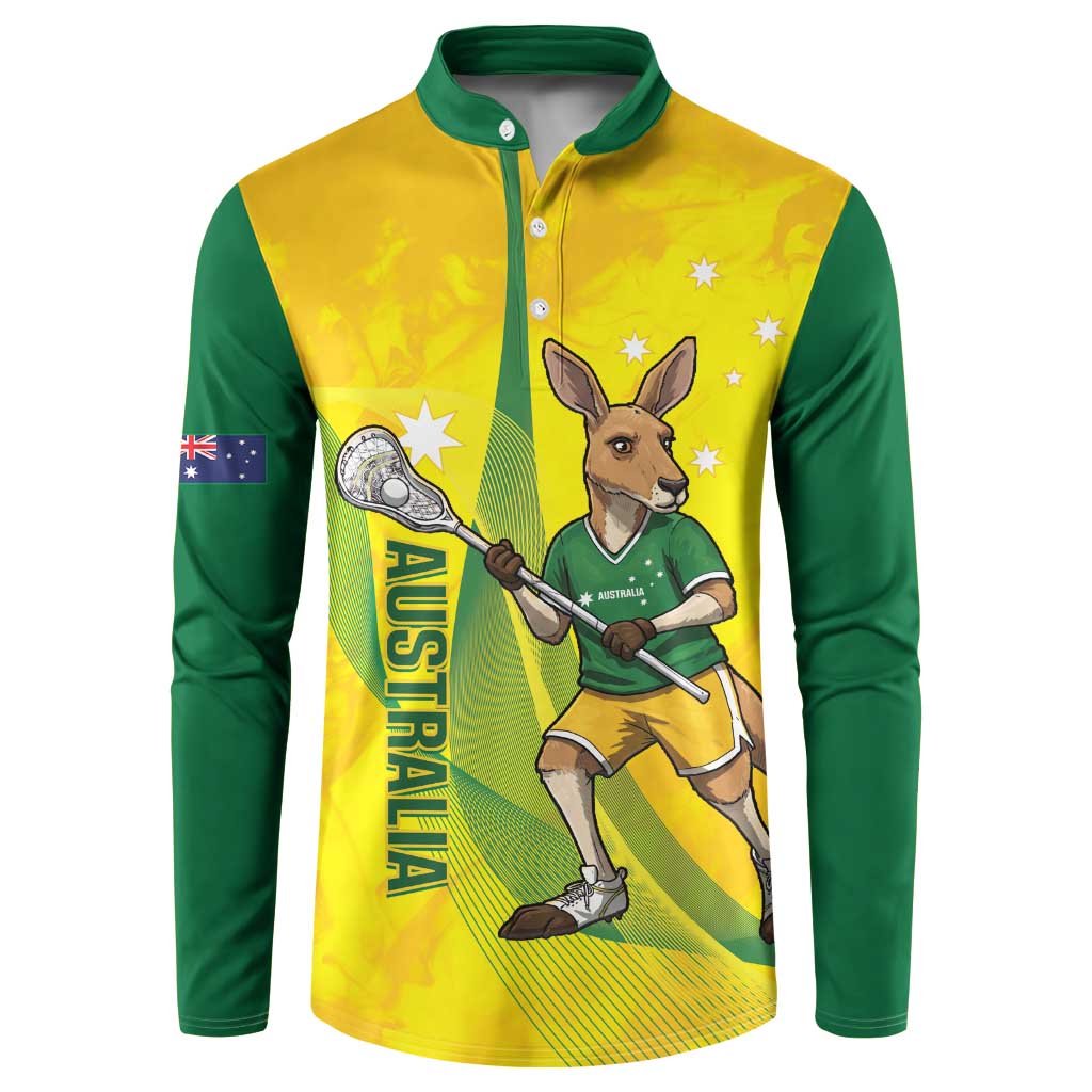 Personalised Australia Lacrosse Button Sweatshirt Go Aussie Kangaroo Dynamic Style