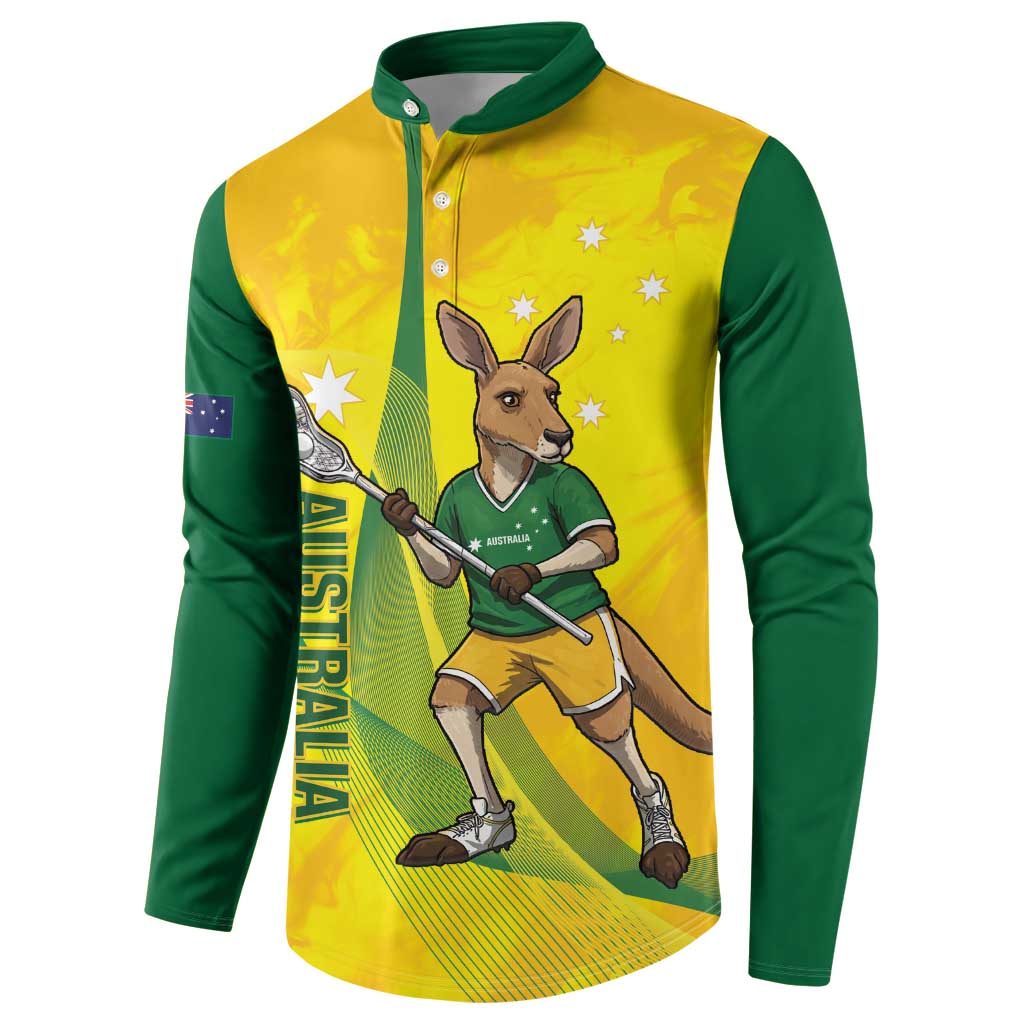 Personalised Australia Lacrosse Button Sweatshirt Go Aussie Kangaroo Dynamic Style