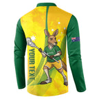 Personalised Australia Lacrosse Button Sweatshirt Go Aussie Kangaroo Dynamic Style