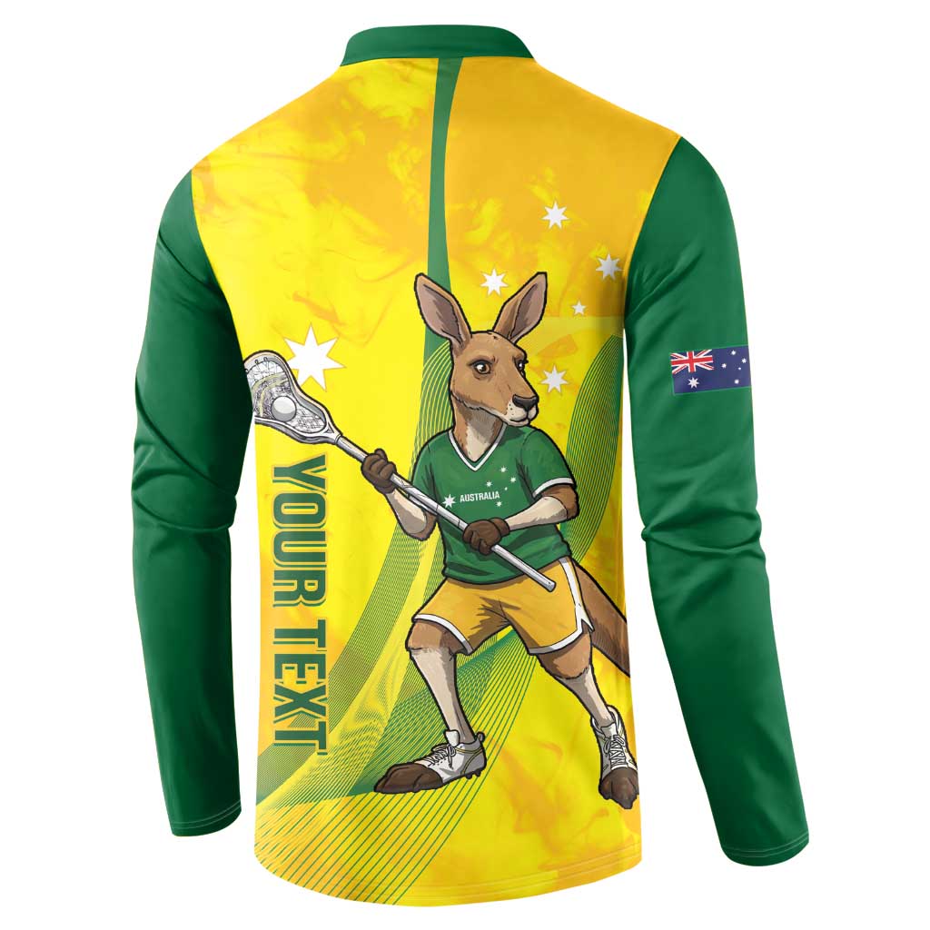 Personalised Australia Lacrosse Button Sweatshirt Go Aussie Kangaroo Dynamic Style