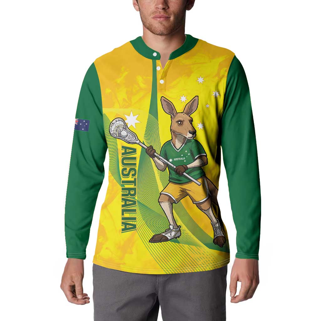 Personalised Australia Lacrosse Button Sweatshirt Go Aussie Kangaroo Dynamic Style