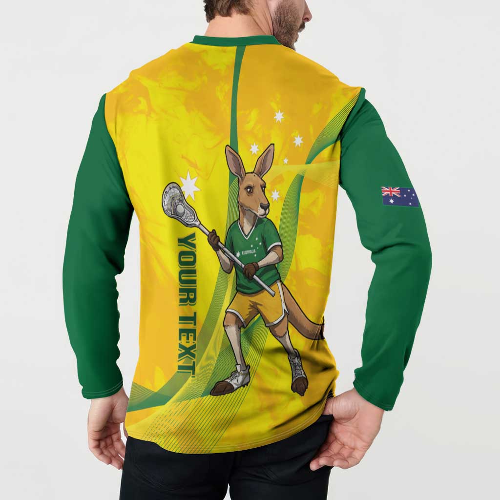 Personalised Australia Lacrosse Button Sweatshirt Go Aussie Kangaroo Dynamic Style