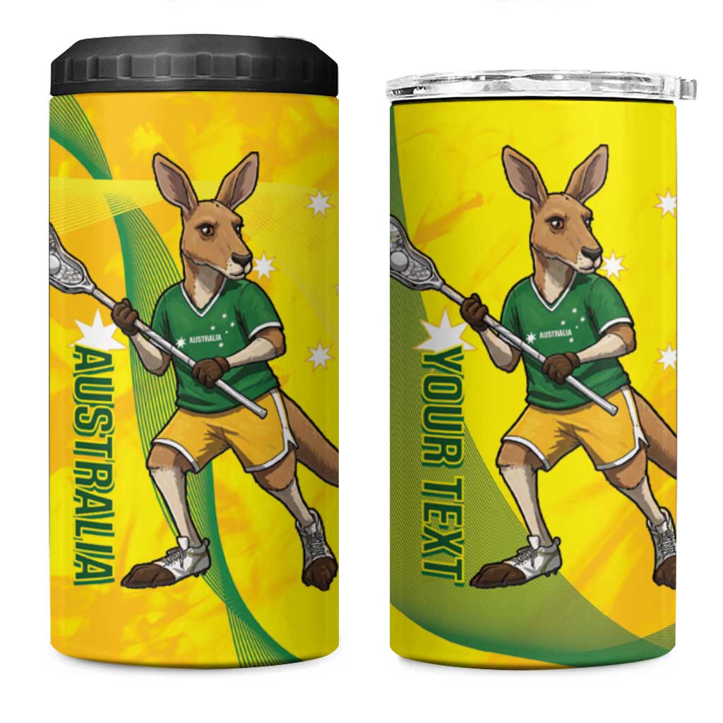 Personalised Australia Lacrosse 4 in 1 Can Cooler Tumbler Go Aussie Kangaroo Dynamic Style