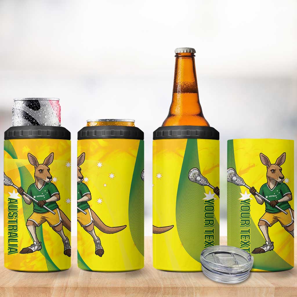 Personalised Australia Lacrosse 4 in 1 Can Cooler Tumbler Go Aussie Kangaroo Dynamic Style