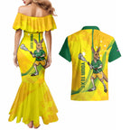 Personalised Australia Lacrosse Couples Matching Mermaid Dress and Hawaiian Shirt Go Aussie Kangaroo Dynamic Style