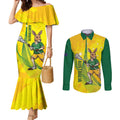 Personalised Australia Lacrosse Couples Matching Mermaid Dress and Long Sleeve Button Shirt Go Aussie Kangaroo Dynamic Style