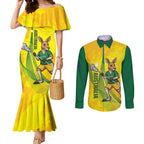 Personalised Australia Lacrosse Couples Matching Mermaid Dress and Long Sleeve Button Shirt Go Aussie Kangaroo Dynamic Style