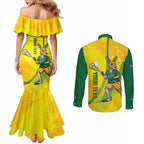 Personalised Australia Lacrosse Couples Matching Mermaid Dress and Long Sleeve Button Shirt Go Aussie Kangaroo Dynamic Style