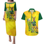 Personalised Australia Lacrosse Couples Matching Puletasi and Hawaiian Shirt Go Aussie Kangaroo Dynamic Style
