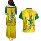 Personalised Australia Lacrosse Couples Matching Puletasi and Hawaiian Shirt Go Aussie Kangaroo Dynamic Style